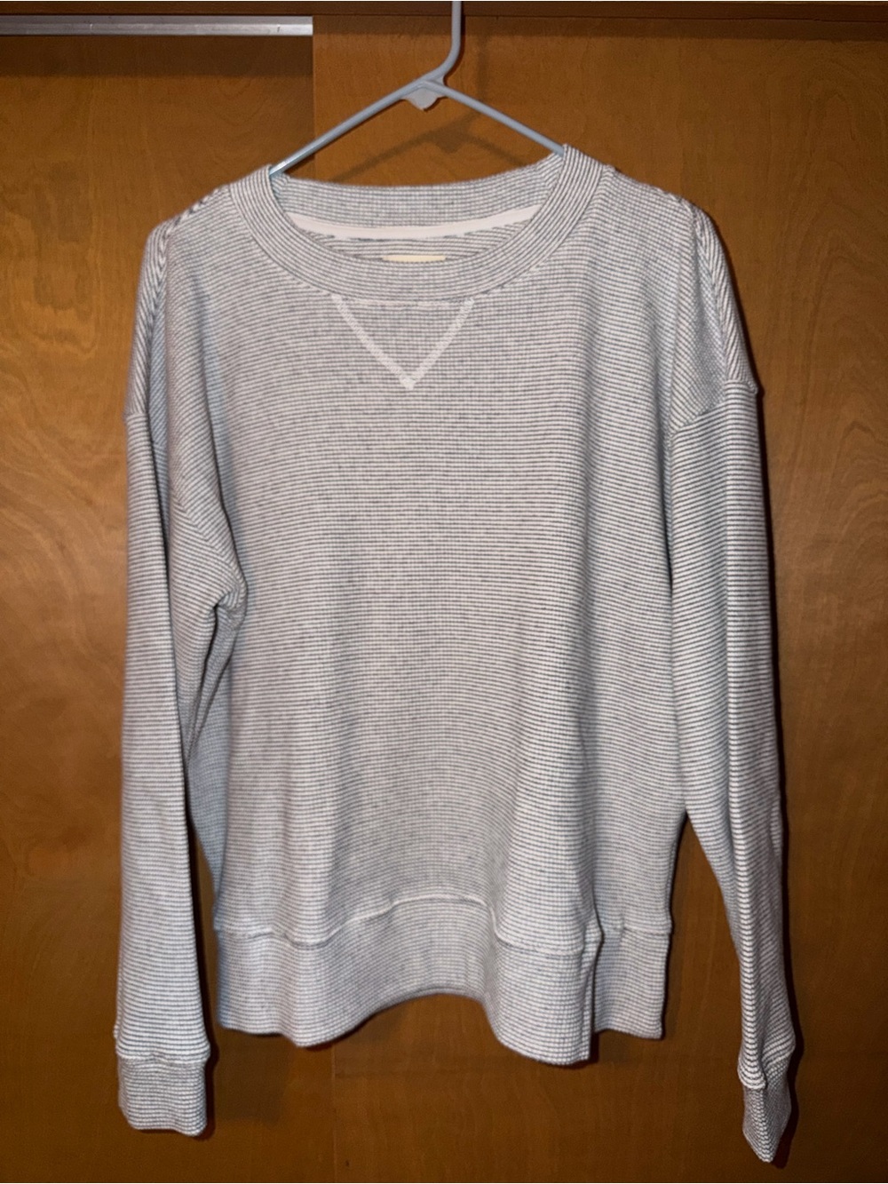 Thread & Supply Light Gray Striped Crewneck Sweater XL NWT